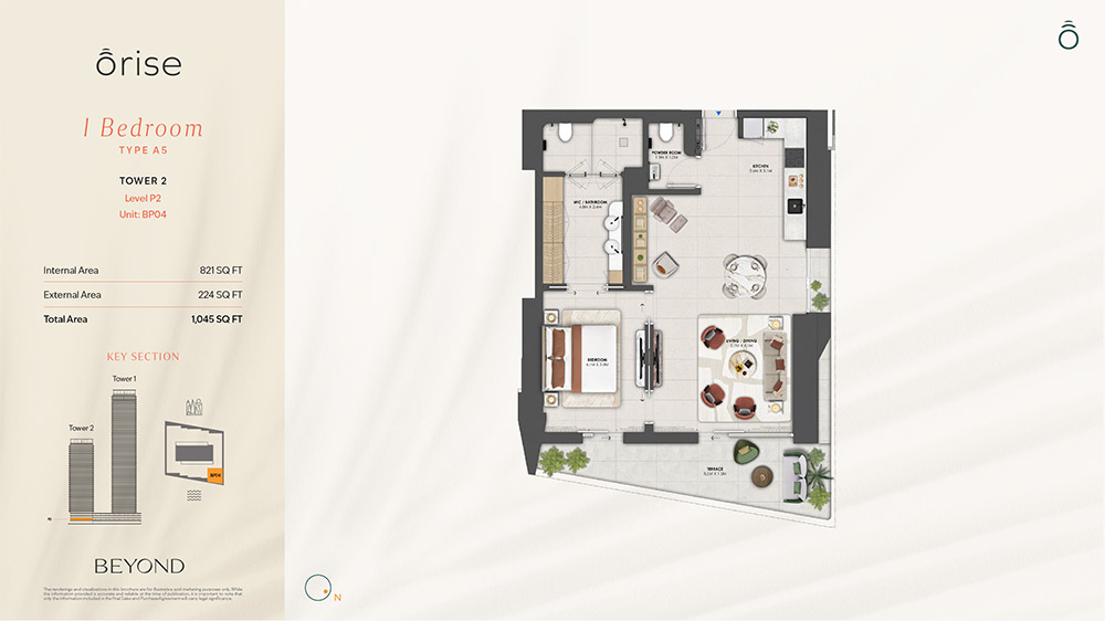 Orise by Beyond 1 Bedroom Apartment Floor Plan