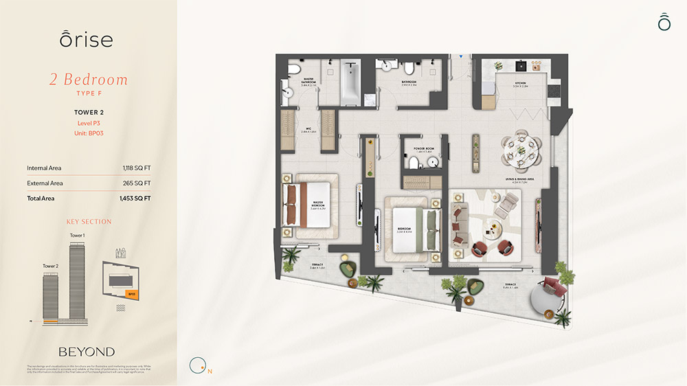 Orise by Beyond 2 Bedroom Apartment Floor Plan